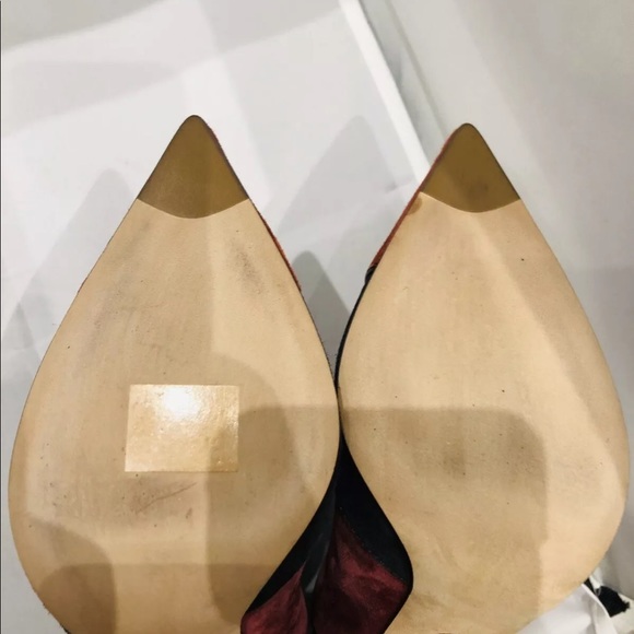 Sergio Rossi Suede Red Black Ankle Boots Heels 5.5 - Picture 9 of 10